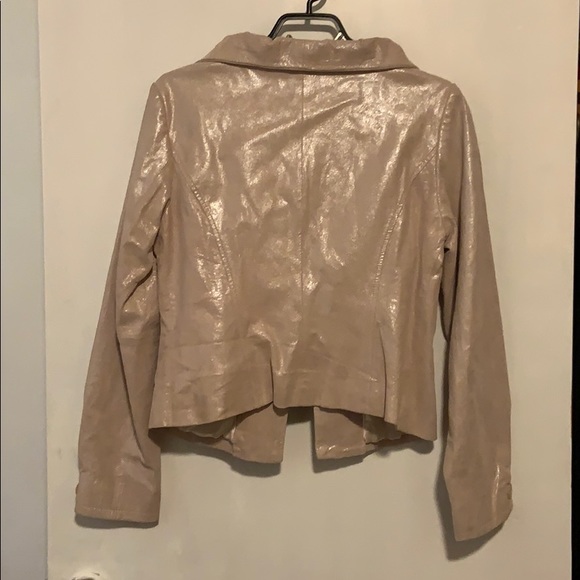 Danier pink shimmer leather jacket w/ruffle collar - Picture 6 of 12